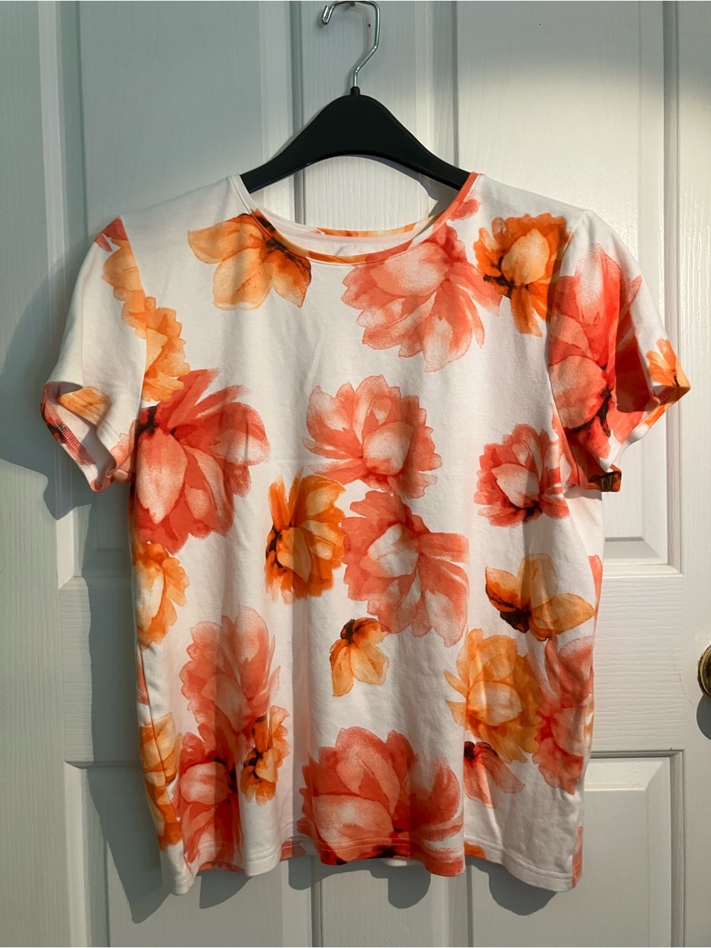 croft & barrow White Tee with Orange Floral Print